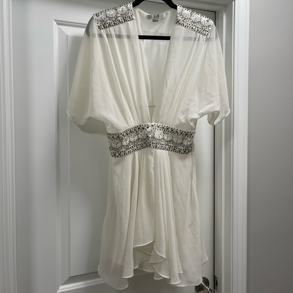 Beaded sheer flowy top size large